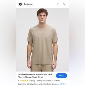 lululemon athletica Men's Beige Short-Sleeve Shirt